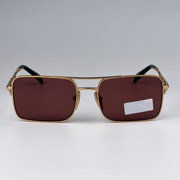 NEW Prada PRA52S 5AK08S Gold Dark Violet Pilot Sunglasses PR A52S - Picture 1 of 11
